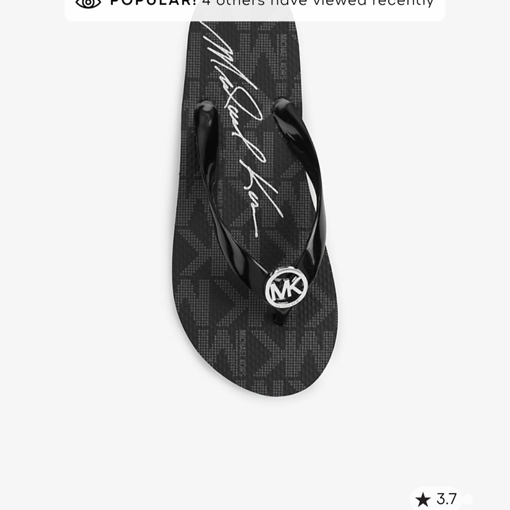Michael Kors Black Logo Medallion Flip-Flop Sandal Size 6